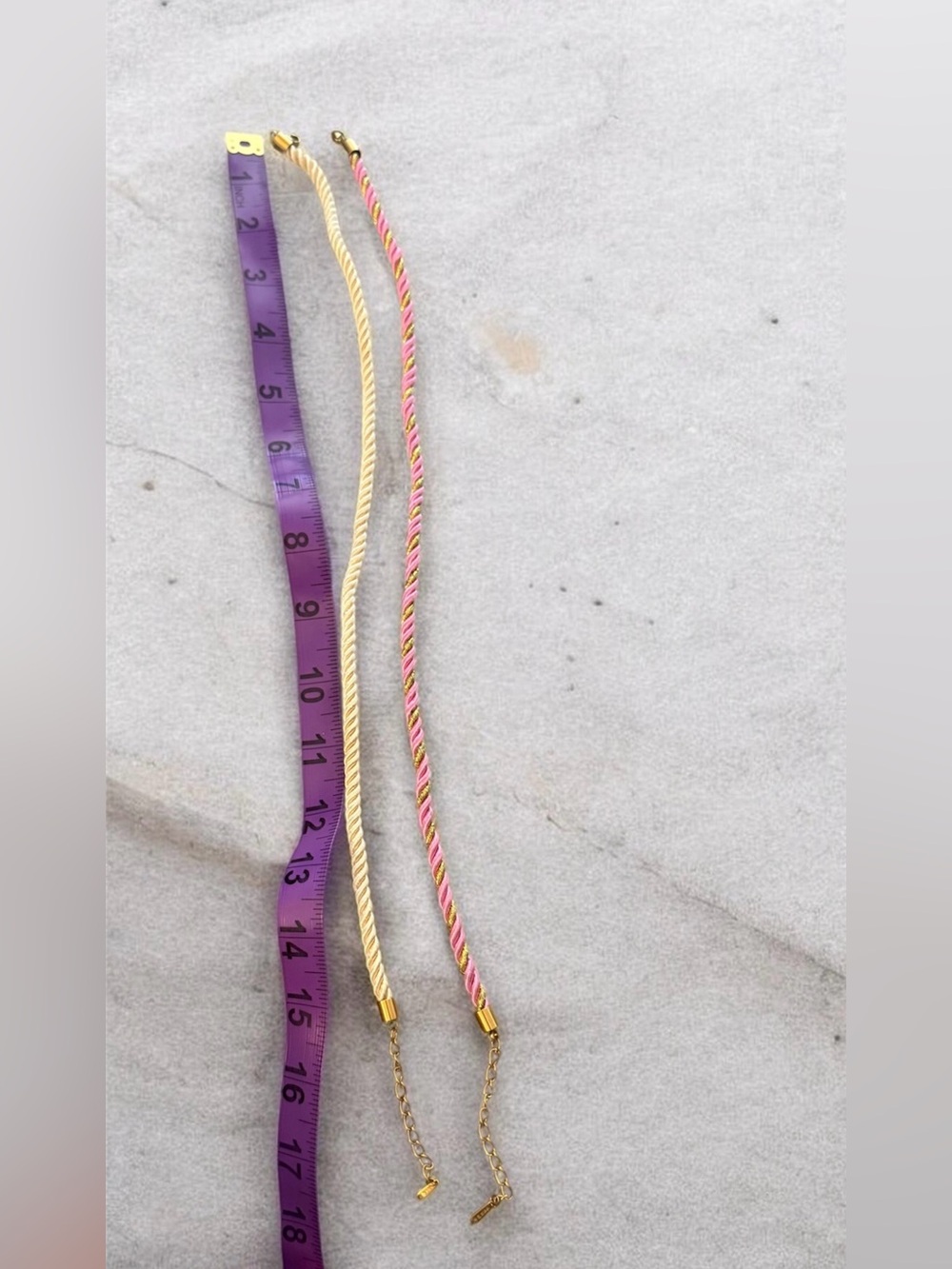 Twisted Rope Choker Necklace - Pink & Gold Set of 2 - Picture 2 of 3